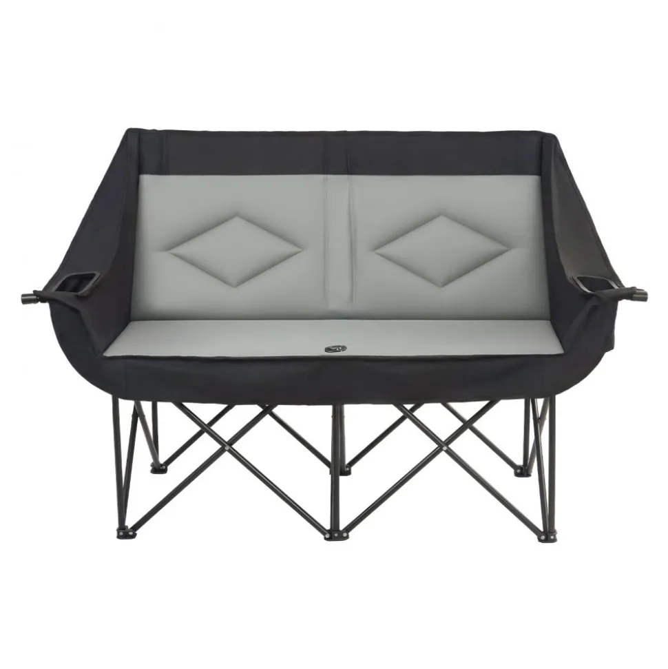 VEVOR Double Camping Chair, Oversized Two Person Camp Chair with 660 lbs Heavy Duty Support, with Dual Cup Holders, Wine Glass Holders, Magazine Straps, Carry Bags for Outdoor, Beach, 1 Pack