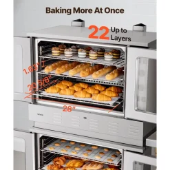 VEVOR Double Deck Gas Convection Oven, 14 cu.ft Full-Size Commercial Convection Oven, 40,000 BTU x 2 Powerful Burners, Natural Gas Commercial Ovens with Two Fan Modes, for Bakery, Restaurant & Kitchen