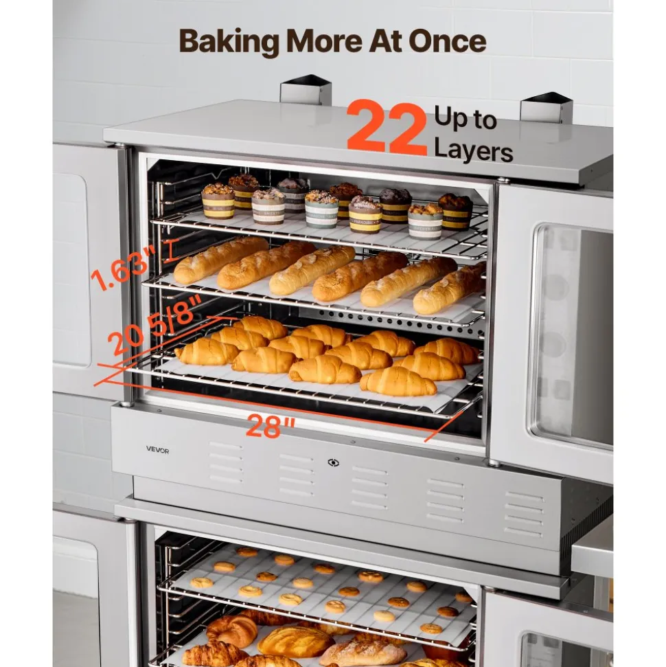 VEVOR Double Deck Gas Convection Oven, 14 cu.ft Full-Size Commercial Convection Oven, 40,000 BTU x 2 Powerful Burners, Natural Gas Commercial Ovens with Two Fan Modes, for Bakery, Restaurant & Kitchen