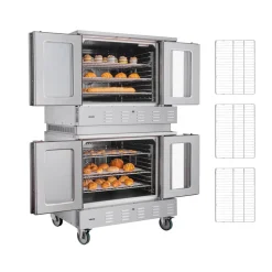 VEVOR Double Deck Gas Convection Oven, 14 cu.ft Full-Size Commercial Convection Oven, 40,000 BTU x 2 Powerful Burners, Natural Gas Commercial Ovens with Two Fan Modes, for Bakery, Restaurant & Kitchen