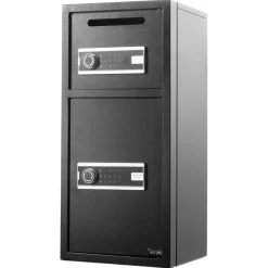 VEVOR Double Door Safe Box, 3.3 Cu. Ft, Heavy Duty Home Safe with Electronic Keypad, Anti-Theft, Digital Safety Lock Box with Key, Drop Slot, for Money, Firearm, Jewelry, Document, Valuables, Black