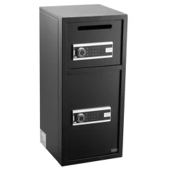 VEVOR Double Door Safe Box, 3.3 Cu. Ft, Heavy Duty Home Safe with Electronic Keypad, Anti-Theft, Digital Safety Lock Box with Key, Drop Slot, for Money, Firearm, Jewelry, Document, Valuables, Black