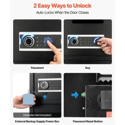 VEVOR Double Door Safe Box, 3.3 Cu. Ft, Heavy Duty Home Safe with Electronic Keypad, Anti-Theft, Digital Safety Lock Box with Key, Drop Slot, for Money, Firearm, Jewelry, Document, Valuables, Black