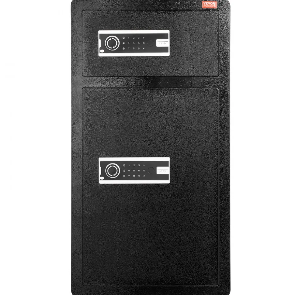 VEVOR Double Doors 7.2 cu.ft Safe Box with Key Lock & Password, Safe Lock Box with Fireproof Bag, Key Rack, LED Light and 2 Height Adjustable and Removable Divider for Money, Documents, Jewelry and Valuables, Black