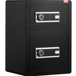 VEVOR Double Doors 3.5 cu.ft Safe Box with Key Lock & Password, Safe Lock Box with Fireproof Bag, Key Rack, LED Light and 2 Height Adjustable and Removable Divider for Money, Documents, Jewelry and Valuables, Black