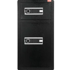 VEVOR Double Doors 5.5 cu.ft Safe Box with Key Lock & Password, Safe Lock Box with Fireproof Bag, Key Rack, LED Light, 2 Height Adjustable and Removable Divider and 1 Cabinet for Money, Documents, Jewelry and Valuables, Black