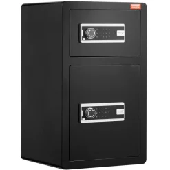 VEVOR Double Doors 4.5 cu.ft Safe Box with Key Lock & Password, Safe Lock Box with Fireproof Bag, Key Rack, LED Light and 2 Height Adjustable and Removable Divider for Money, Documents, Jewelry and Valuables, Black