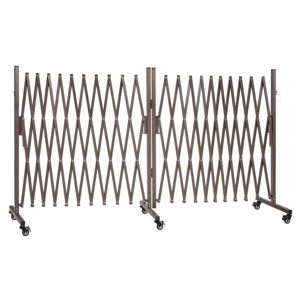 VEVOR Double Expandable Barricades, 27FT Expandable Safety Barrier, 0-180° Rotatable Mobile Barricade with Locking Casters, Portable Folding Security Gate Traffic Fence for Patio Garden Stairway