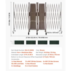 VEVOR Double Expandable Barricades, 27FT Expandable Safety Barrier, 0-180° Rotatable Mobile Barricade with Locking Casters, Portable Folding Security Gate Traffic Fence for Patio Garden Stairway