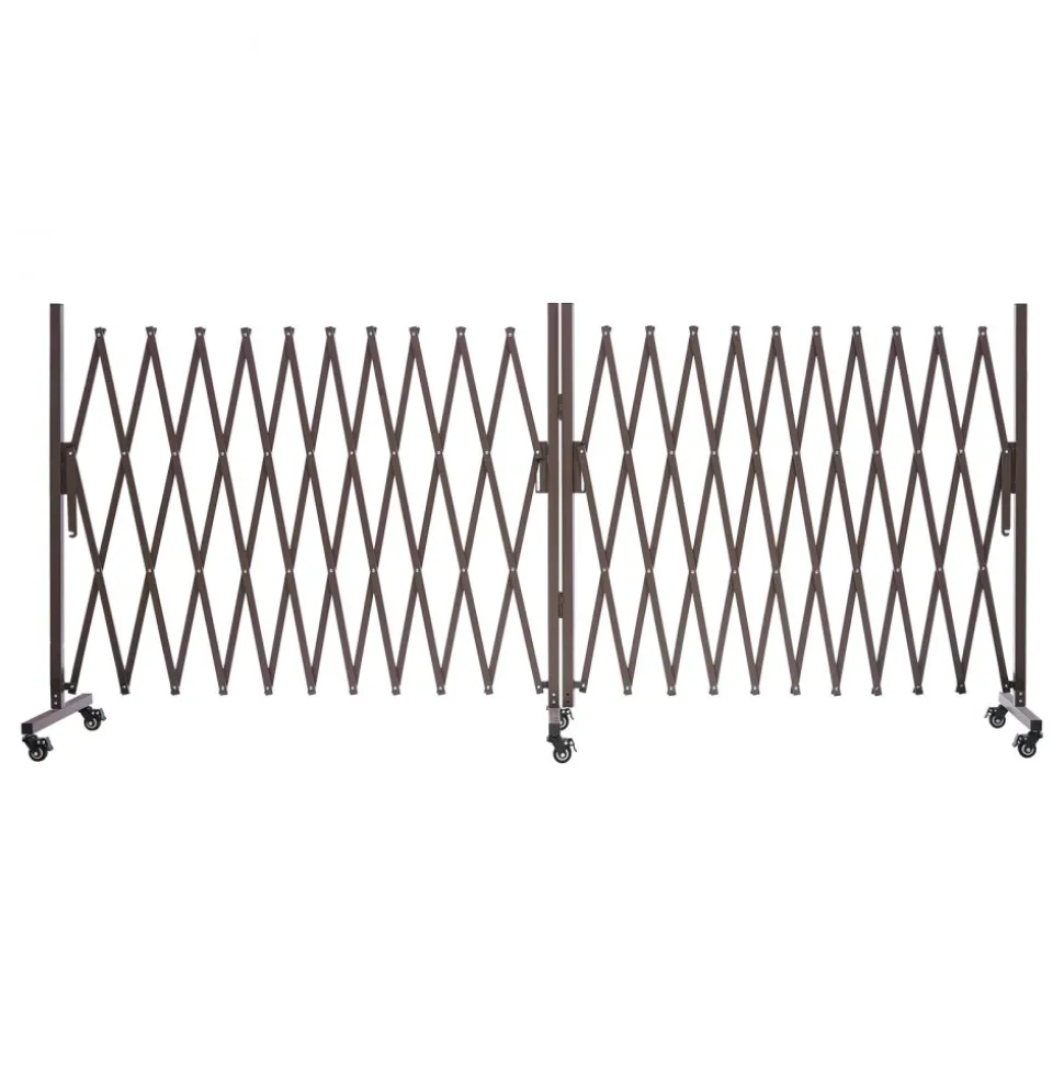 VEVOR Double Expandable Barricades, 27FT Expandable Safety Barrier, 0-180° Rotatable Mobile Barricade with Locking Casters, Portable Folding Security Gate Traffic Fence for Patio Garden Stairway