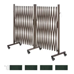 VEVOR Double Expandable Barricades, 27FT Expandable Safety Barrier, 0-180° Rotatable Mobile Barricade with Locking Casters, Portable Folding Security Gate Traffic Fence for Patio Garden Stairway