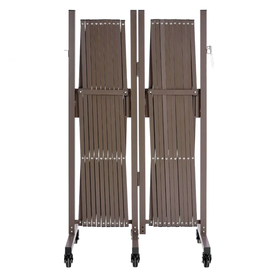 VEVOR Double Expandable Barricades, 27FT Expandable Safety Barrier, 0-180° Rotatable Mobile Barricade with Locking Casters, Portable Folding Security Gate Traffic Fence for Patio Garden Stairway
