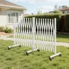 VEVOR Double Expandable Barricades, 18FT Expandable Safety Barrier, 0-180° Rotatable Mobile Barricade with Locking Casters, Portable Folding Security Gate Traffic Fence for Patio Garden Stairway