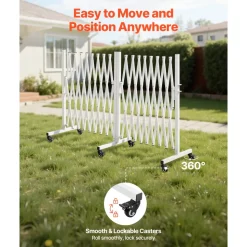 VEVOR Double Expandable Barricades, 18FT Expandable Safety Barrier, 0-180° Rotatable Mobile Barricade with Locking Casters, Portable Folding Security Gate Traffic Fence for Patio Garden Stairway