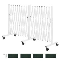 VEVOR Double Expandable Barricades, 18FT Expandable Safety Barrier, 0-180° Rotatable Mobile Barricade with Locking Casters, Portable Folding Security Gate Traffic Fence for Patio Garden Stairway
