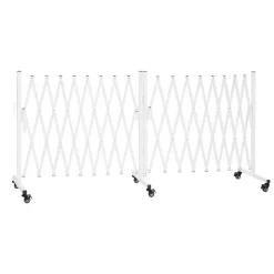VEVOR Double Expandable Barricades, 18FT Expandable Safety Barrier, 0-180° Rotatable Mobile Barricade with Locking Casters, Portable Folding Security Gate Traffic Fence for Patio Garden Stairway