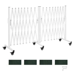 VEVOR Double Expandable Barricades, 18FT Expandable Safety Barrier, 0-180° Rotatable Mobile Barricade with Locking Casters, Portable Folding Security Gate Traffic Fence for Patio Garden Stairway