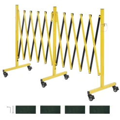 VEVOR Double Expandable Barricades, 18FT Industrial Safety Barriers, Flexible Mobile Barricade with Locking Casters, Portable Folding Security Gate Metal Traffic Fence for Driveway Warehouse Elevator