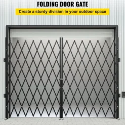 VEVOR Double Folding Security Gate, 6-1/2' H x 12' W Folding Door Gate, Steel Accordion Security Gate, Flexible Expanding Security Gate, 360° Rolling Barricade Gate, Scissor Gate or Door with Keys