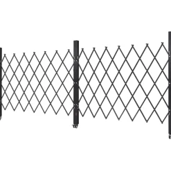 VEVOR Double Folding Security Gate, Lockable Scissor Gate with 360° Swivel Casters, Outdoor Barricade Steel Retractable Gates, for Entry Security, Garage, Warehouse & Pool, 145.67 x 63.19 in (W x H)
