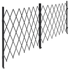 VEVOR Double Folding Security Gate, Lockable Scissor Gate with 360° Swivel Casters, Outdoor Barricade Steel Retractable Gates, for Entry Security, Garage, Warehouse & Pool, 155.12 x 86.81 in (W x H)