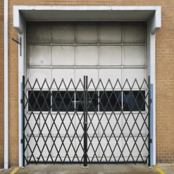 VEVOR Double Folding Security Gate, 5' H x 10' W Folding Door Gate, Steel Accordion Security Gate, Flexible Expanding Security Gate, 360° Rolling Barricade Gate, Scissor Gate or Door with Keys