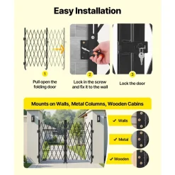 VEVOR Double Folding Security Gate, Lockable Scissor Gate with 360° Swivel Casters, Outdoor Barricade Steel Retractable Gates, for Entry Security, Garage, Warehouse & Pool, 125.98 x 63.19 in (W x H)
