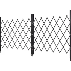 VEVOR Double Folding Security Gate, Lockable Scissor Gate with 360° Swivel Casters, Outdoor Barricade Steel Retractable Gates, for Entry Security, Garage, Warehouse & Pool, 125.98 x 63.19 in (W x H)
