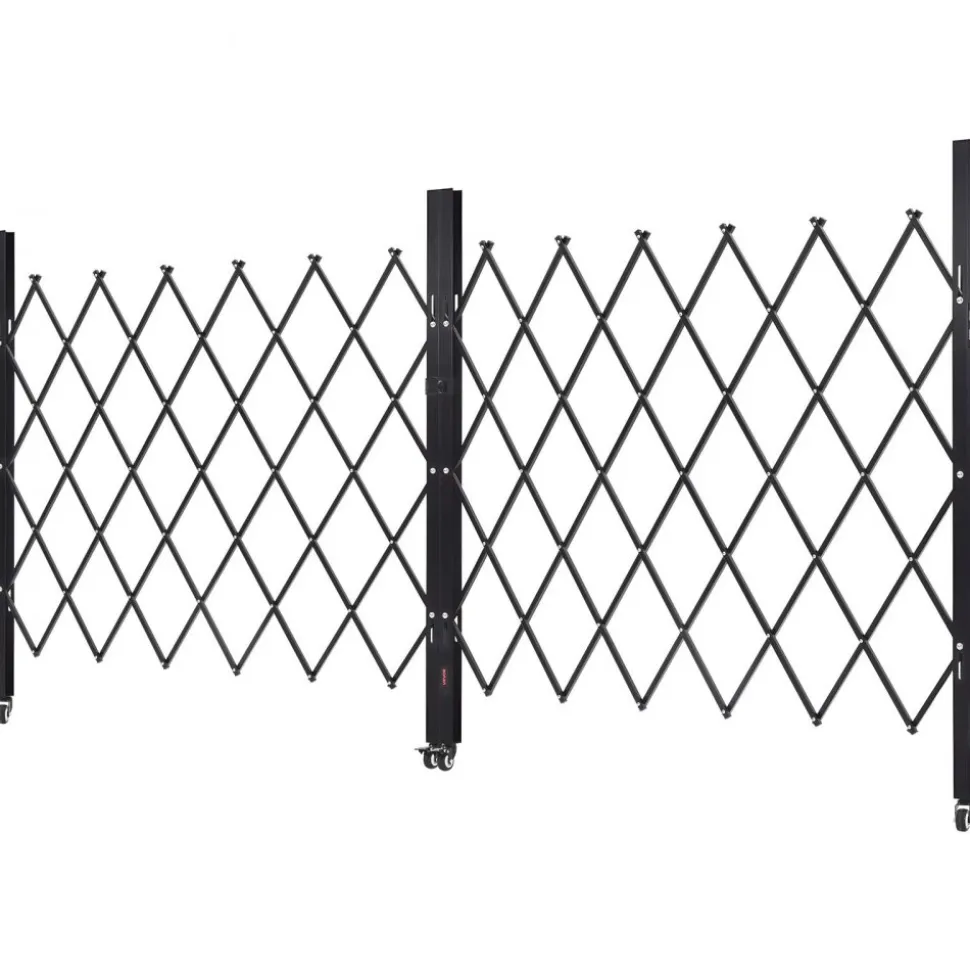 VEVOR Double Folding Security Gate, Lockable Scissor Gate with 360° Swivel Casters, Outdoor Barricade Steel Retractable Gates, for Entry Security, Garage, Warehouse & Pool, 125.98 x 63.19 in (W x H)