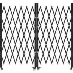 VEVOR Double Folding Security Gate, Lockable Scissor Gate with 360° Swivel Casters, Outdoor Barricade Steel Retractable Gates, for Entry Security, Garage, Warehouse & Pool, 125.98 x 63.19 in (W x H)