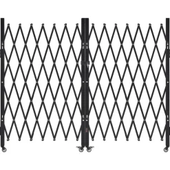 VEVOR Double Folding Security Gate, Lockable Scissor Gate with 360° Swivel Casters, Outdoor Barricade Steel Retractable Gates, for Entry Security, Garage, Warehouse & Pool, 129.92 x 63.19 in (W x H)
