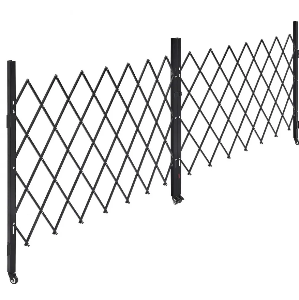 VEVOR Double Folding Security Gate, Lockable Scissor Gate with 360° Swivel Casters, Outdoor Barricade Steel Retractable Gates, for Entry Security, Garage, Warehouse & Pool, 129.92 x 63.19 in (W x H)