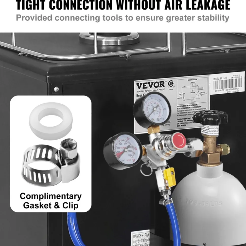 VEVOR Double Gauge Regulator, CO2 Regulator Gauge with 0-60PSI, Heavy Duty CO2 Gauge Gas System, Draft Beer Regulator with Check Valve, Adjustable Pressure Regulator for Draft Beer Homebrew, CGA320