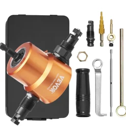 VEVOR Double Head Sheet Metal Nibbler Cutter, 360 Degree Metal Nibbler Drill Attachment with Extra Punch and Die, Cutting Hole Accessory and Step Drill Bit, for Straight Curve and Circle Cutting