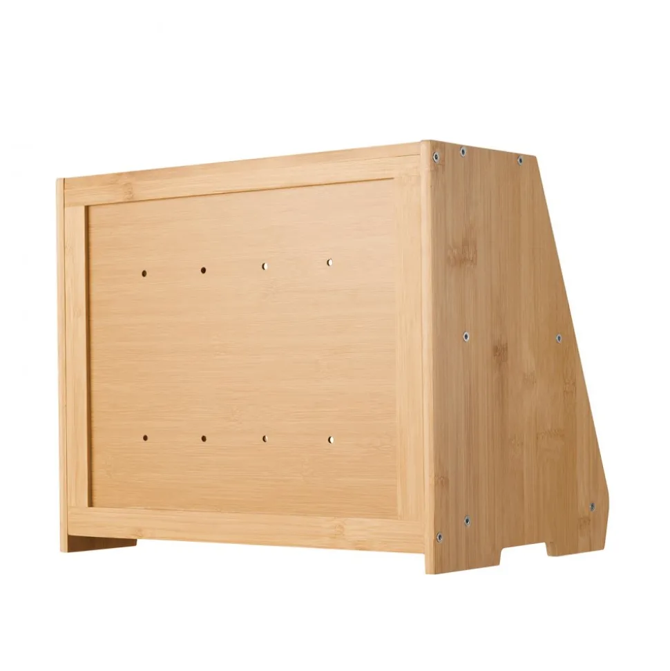 VEVOR Double Layer Bread Box for Kitchen Counter, Large Capacity Bamboo Bread Storage Container, Farmhouse Wooden Breadbox for Homemade Bread, Storage Holder Bin with Acrylic Wavy Door Panel, Natural