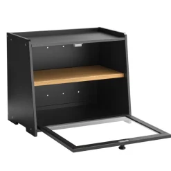 VEVOR Double Layer Bread Box for Kitchen Counter, Large Capacity Bamboo Bread Storage Container, Farmhouse Wooden Breadbox for Homemade Bread, Storage Holder Bin with Acrylic Wavy Door Panel, Black