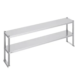 VEVOR Double Overshelf, Double Tier Stainless Steel Overshelf, 12 x 72 Inch Double Deck Overshelf, Height Adjustable Overshelf Prep Work Table for Kitchen, Restaurant and Workshop