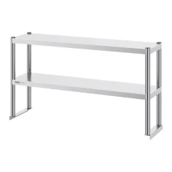VEVOR Double Overshelf, Double Tier Stainless Steel Overshelf, 12 x 48 Inch Double Deck Overshelf, Height Adjustable Overshelf Prep Work Table for Kitchen, Restaurant and Workshop