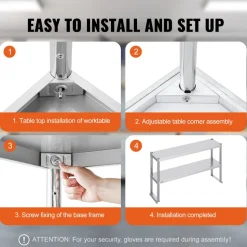 VEVOR Double Overshelf, Double Tier Stainless Steel Overshelf, 12 x 48 Inch Double Deck Overshelf, Height Adjustable Overshelf Prep Work Table for Kitchen, Restaurant and Workshop