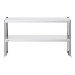 VEVOR Double Overshelf, Double Tier Stainless Steel Overshelf, 12 x 48 Inch Double Deck Overshelf, Height Adjustable Overshelf Prep Work Table for Kitchen, Restaurant and Workshop