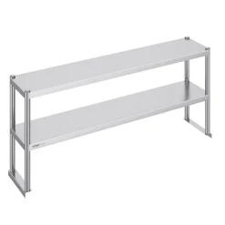 VEVOR Double Overshelf, Double Tier Stainless Steel Overshelf, 12 x 60 Inch Double Deck Overshelf, Height Adjustable Overshelf Prep Work Table for Kitchen, Restaurant and Workshop