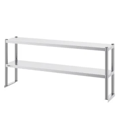 VEVOR Double Overshelf, Double Tier Stainless Steel Overshelf, 12 x 60 Inch Double Deck Overshelf, Height Adjustable Overshelf Prep Work Table for Kitchen, Restaurant and Workshop