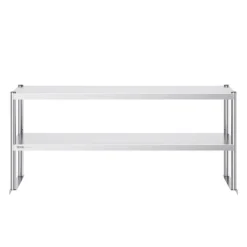 VEVOR Double Overshelf, Double Tier Stainless Steel Overshelf, 12 x 60 Inch Double Deck Overshelf, Height Adjustable Overshelf Prep Work Table for Kitchen, Restaurant and Workshop