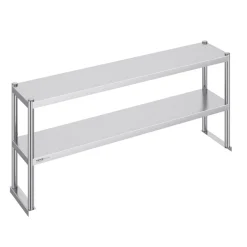 VEVOR Double Overshelf, Double Tier Stainless Steel Overshelf, 12 x 60 Inch Double Deck Overshelf, Height Adjustable Overshelf Prep Work Table for Kitchen, Restaurant and Workshop