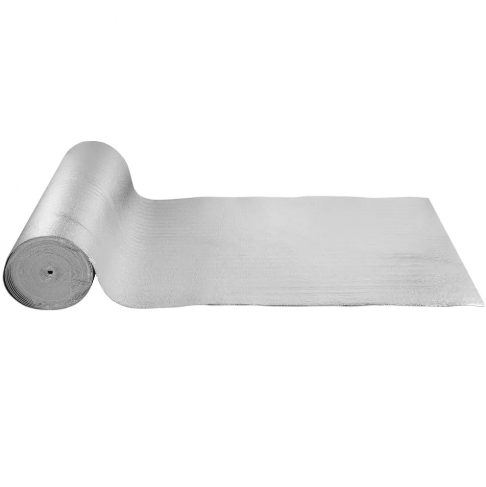 VEVOR Double Reflective Insulation Roll, Foam Core Radiant Barrier, 3.2 mm 48 in x 100 ft, Double-Sided Aluminum Foil EPE Foam Heat Reflective Shield, Thermal Insulation Roll for Window RV Roof