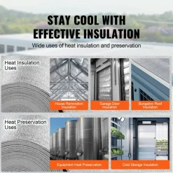 VEVOR Double Reflective Insulation Roll, Perforated Woven Fabric Radiant Barrier, 0.15mm 48 in x 125 ft, Double-Sided Aluminum Foil Heat Reflective Shield, Thermal Insulation Roll for Window RV Roof