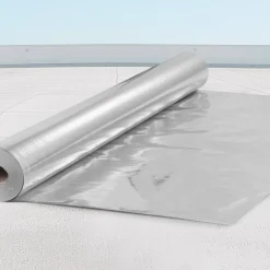 VEVOR Double Reflective Insulation Roll, Woven Fabric Radiant Barrier, 6.5 Mil 48 in x 250 ft, Aluminum Foil PE Woven Cloth Heat Reflective Shield, Thermal Insulation Roll for Window RV Roof
