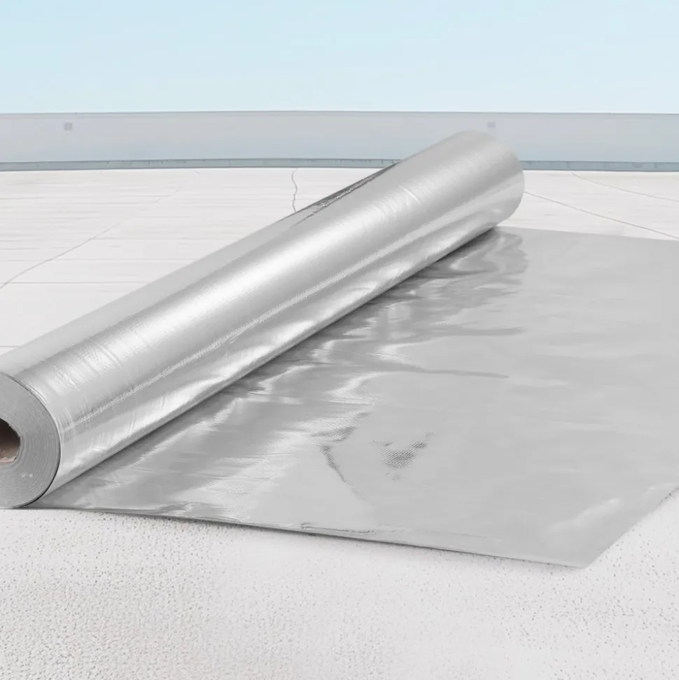 VEVOR Double Reflective Insulation Roll, Woven Fabric Radiant Barrier, 6.5 Mil 48 in x 250 ft, Aluminum Foil PE Woven Cloth Heat Reflective Shield, Thermal Insulation Roll for Window RV Roof