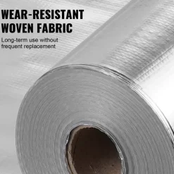 VEVOR Double Reflective Insulation Roll, Woven Fabric Radiant Barrier, 6.5 Mil 48 in x 250 ft, Aluminum Foil PE Woven Cloth Heat Reflective Shield, Thermal Insulation Roll for Window RV Roof