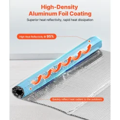 VEVOR Double Reflective Insulation Sheet, 16PCS Double-Sided Aluminum Foil Radiant Barrier, 6mm 24 in x 4 ft, Dual-Layer Air Bubble Heat Reflective Shield, Thermal Insulation Rolls